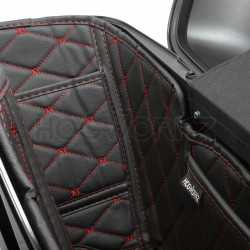 PartzBiz HD HW301009 - กระเป๋าข้าง Hogworkz Standard สีดำเย็บด้ายสีแดง Harley Touring 14-Up