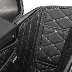 PartzBiz HD HW301030 - กระเป๋าข้าง Hogworkz Standard สีดำเย็บด้ายสีเงิน Harley Touring 14-Up