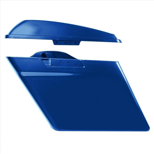 PartzBiz HD: 4414586-HogWorkz Superior Blue 2-into-1 4" Stretched Saddlebags Harley 14-20 HW151206