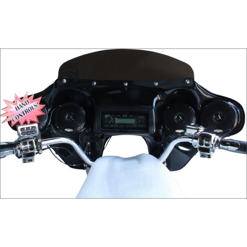 PartzBiz HD: 4414554-Hoppe Quadzilla Quick Detach Fairing Speakers FLD w/ Handlebar Control | HDF-SWBK-QZ-HC