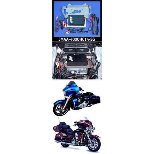 PartzBiz HD: 4414427-J&M JMAA-4000HC14-SG Performance Series 4-CH 400w Amp Kit 14-19 Harley FLHX Street Glide 4-Speakers Bagger Dresser Touring | JMAA-3600HC14-SG