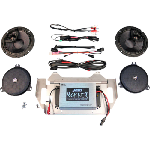 PartzBiz HD: 4414395-J&M JMC ROKKER 200W 2-Channel Amplifier Speaker Kit Harley Batwing 15-Up