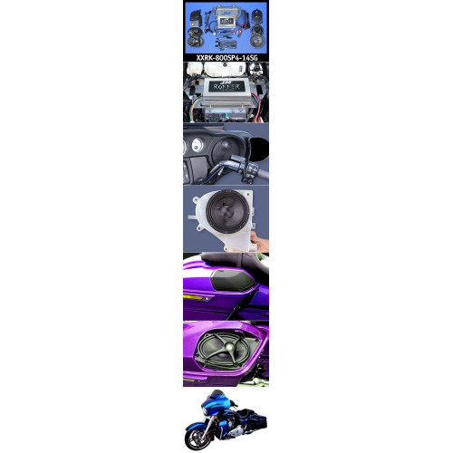PartzBiz HD: 4414348-J&M Rokker XXR Extreme 800w 4-Speaker & Amp Install Kit 14-20 Harley FLHX XXRK-800SP4-14SG best for davidson sound system upgrade