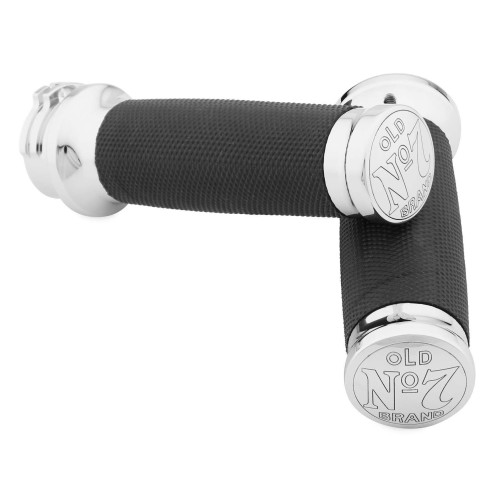 PartzBiz HD: 4414335-Jack Daniels OLD #7 Chrome Billet Hand Grips for Harley Cable Throttle Models | 106-240 PartzBiz HD: 4414335-Jack Daniels OLD #7 Chrome Billet Hand Grips for Harley Cable Throttle Models | 106-240
