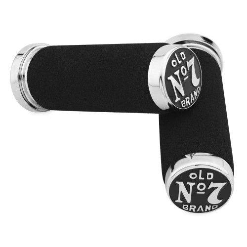 PartzBiz HD: 4414337-Jack Daniels OLD #7 Chrome Foam Hand Grips for Harley Cable Throttle Models | 106-244 PartzBiz HD: 4414337-Jack Daniels OLD #7 Chrome Foam Hand Grips for Harley Cable Throttle Models | 106-244