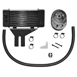 PartzBiz HD WP821-2013 - Jagg Chrome Horizonal Low Mount 10 Row ชุดออยคูลเลอร์ Harley Dyna 91-16 | 750-2580