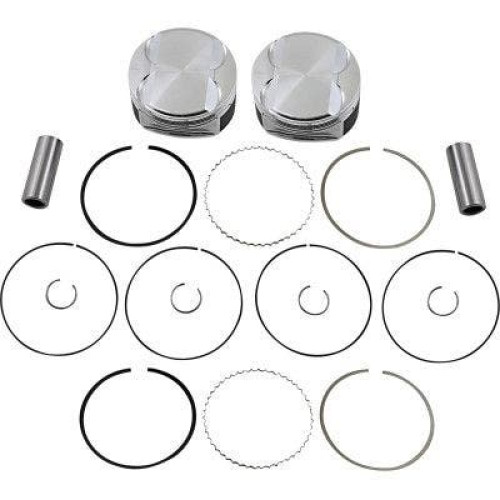 PartzBiz HD: 4414302-JE Pistons 370244 Dome 4.08" 114ci Big Bore Piston Set Harley M8 17-Up best new engine motor performance upgrade forged touring bagger dresser softail dyna motorcycle replacement big bore