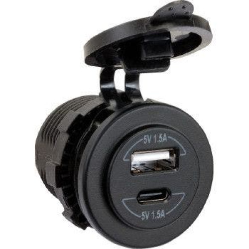 PartzBiz HD: 4414269-Jensen Powersports Audio USB42C พอร์ต USB แบบติดตั้งบนแผง USB-A USB-C อินพุต 12VDC | USB42C