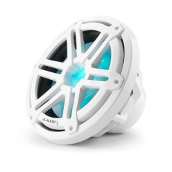 PartzBiz HD JL-M3-10IB-S-Gw-i-4 - ไดร์เวอร์ซับวูฟเฟอร์มารีน JL Audio ขนาด 10 นิ้ว; กระจังหน้าแบบสปอร์ตสีขาวเงาพร้อมไฟ RGB LED