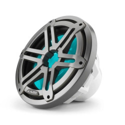 PartzBiz HD JL-M3-10IB-S-Gm-i-4 - ไดร์เวอร์ซับวูฟเฟอร์มารีน JL Audio ขนาด 10 นิ้ว; กระจังหน้าแบบสปอร์ตสีเทาเมทัลลิก พร้อมไฟ RGB LED