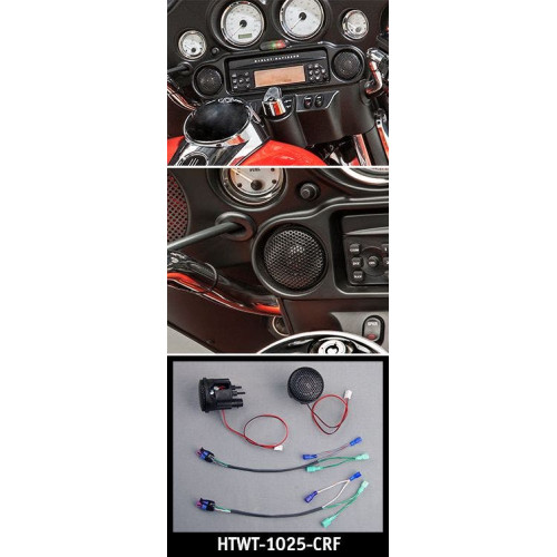 PartzBiz HD: 4414073-J&M ROKKER HTWT-1025-CRF Series Dash Tweeter Speakers Kit 98-13 Harley FLH/T/X