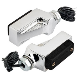 PartzBiz HD DS20202005 - Joker Machine 05-311-3R สัญญาณไฟเลี้ยว Chrome Billet เลนส์ควัน LED สีแดง Universal