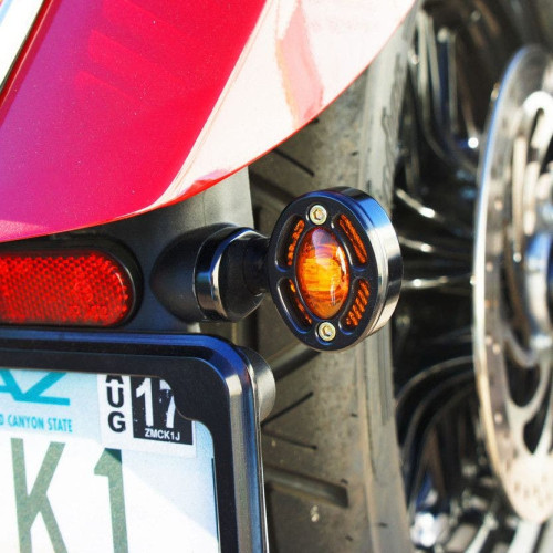 PartzBiz HD: 4414019-Joker Machine 05-55-4B Black Rat Eye Turn Signal Adapter Plate | 05-55-4B