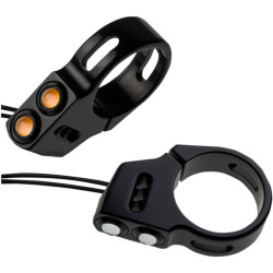 PartzBiz HD DS20201303 - Joker Machine สีดำ 49 มม. LED ด้านหน้า Rat Eye Amber Turn สัญญาณ Harley | 05-200-3B