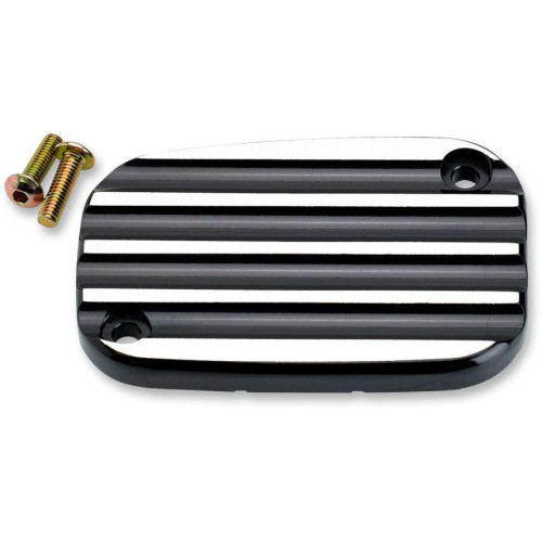 PartzBiz HD: 4414008-Joker Machine Black Finned ฝาครอบแม่ปั๊มเบรคหน้า Harley 08-15 FLH/T - 08-002B