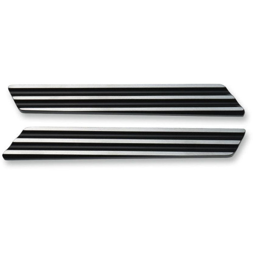 PartzBiz HD: 4413974-Joker Machine Black & Silver Finned Saddlebag Lid Hinge Inserts for Harley 14-17 | 04-501-2 PartzBiz HD: 4413974-Joker Machine Black & Silver Finned Saddlebag Lid Hinge Inserts for Harley 14-17 | 04-501-2