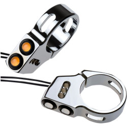 PartzBiz HD DS20201302 - Joker Machine Chrome 41 มม. LED ด้านหน้า Rat Eye Amber Turn สัญญาณ Harley | 05-200-2C