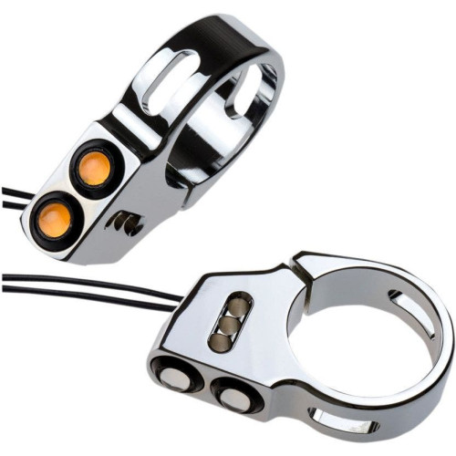 PartzBiz HD: 4413986-Joker Machine Chrome 41mm Fork Mount LED Front Rat Eye Amber Turn Signals Harley | 05-200-2C PartzBiz HD: 4413986-Joker Machine Chrome 41mm Fork Mount LED Front Rat Eye Amber Turn Signals Harley | 05-200-2C