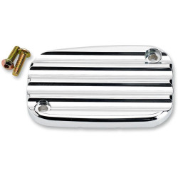 PartzBiz HD DS06100842 - เครื่องโจ๊กเกอร์ Chrome Finned ฝาครอบกระบอกสูบเบรคหน้า Harley 08-15 FLH/T - 08-002C