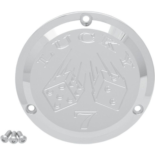 PartzBiz HD: 4413957-Joker Machine Chrome Lucky 7 3 Hole Derby Cover for Harley Big Twin 70-98 | 921017L