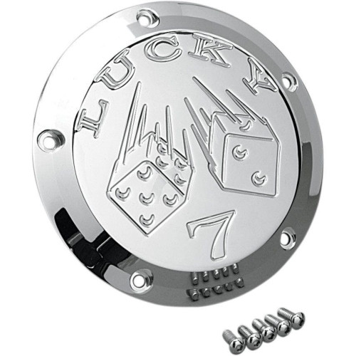 PartzBiz HD: 4413958-Joker Machine Chrome Lucky 7 5 Hole Derby Cover for Harley Twin Cam 99-16 | 06-99L