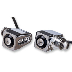 PartzBiz HD DS20201425 - Joker Machine Chrome Single Rat Eye ไฟเลี้ยว LED สีแดง Harley & Metric | 05-206-RC