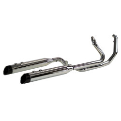 PartzBiz HD DS18002480 - Khrome Werks Chrome 2 Step Crossover Headers 4.5" Edge Slip on Harley FLH M8 | 200435