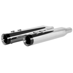 PartzBiz HD DS18011257 - Khrome Werks Chrome 4.5" HP-Plus Slip-Ons Turbine Contrast Tip Harley M8 FLH 17+ | 202770