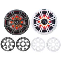 PartzBiz HD DS44050593 - Kicker 45KM654L ลำโพงมารีนขนาด 6.5” พร้อมไฟ LED โคแอกเซียลกันน้ำ 4 โอห์ม 65W ลำโพงระบบเสียงเสียงวิทยุสเตอริโออัพเกรดฮาร์เลย์เดวิดสันรถจักรยานยนต์ bagger touring atv แฮนด์ 4 ล้อ