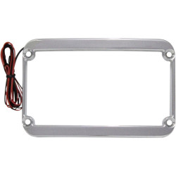 PartzBiz HD DS20300839 - Klockwerks WFB Chrome Lighted License Plate Tag Frame สำหรับ Harley FLH FLST | KW05-01-0089-C