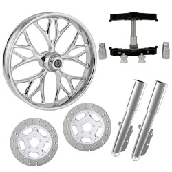 PartzBiz HD KORE-DUAL-CHR-KIT-PCKG - Kore Chrome 23 ” ยางล้อ Dual Rotors พร้อม Raked Triple Trees ส่วนล่างและตัวเลื่อน | KORE-DUAL-CHR-KIT-PCKG