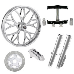 PartzBiz HD KORE-SNGL-CHR-KIT-23PCKG - ยางล้อ Kore Chrome 23 ” ด้านเดียวพร้อมท่อนล่างและตัวเลื่อนแบบ Raked Triple Trees | KORE-SNGL-CHR-KIT-23PCKG
