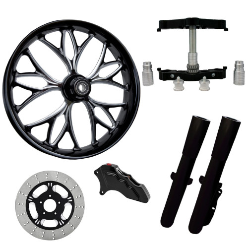 PartzBiz HD: 4413330-Kore Eclipse 23" Wheel Tire Single Side w/ Raked Triple Trees Lowers & Sliders | KORE-SNGL-ECL-KIT-23PCKG