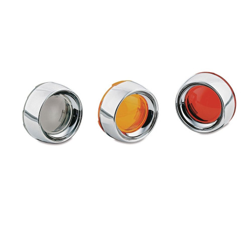 PartzBiz HD: 4413250-Kuryakyn 2108 Chrome Deep Dish Bullet Turn Signal Bezels Amber Lens Harley