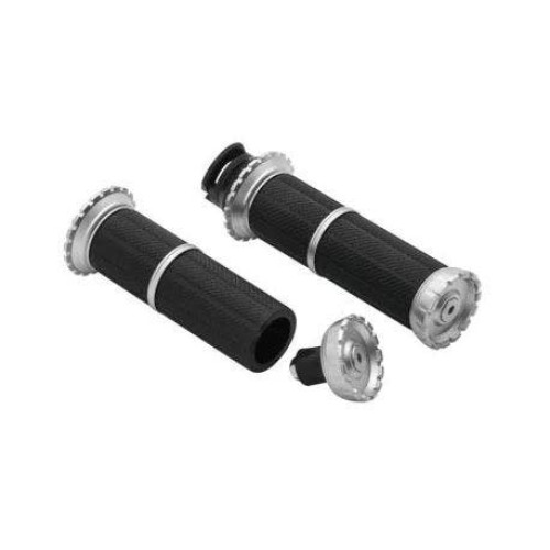 PartzBiz HD: 4413149-Kuryakyn 3588 Silver Black Riot Cast Aluminum Handlebar Grips 15-19 Indian Scout upgrade custom style grip PartzBiz HD: 4413149-Kuryakyn 3588 Silver Black Riot Cast Aluminum Handlebar Grips 15-19 Indian Scout upgrade custom style grip