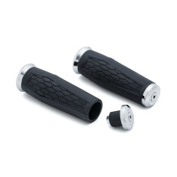 PartzBiz HD KA5928 - Kuryakyn 5928 Chrome Universal Hex Grips เส้นผ่านศูนย์กลาง 7/8” พร้อมปลายเปิดเมตริกแบบกำหนดเอง 06302366 0630-2366 Davidson