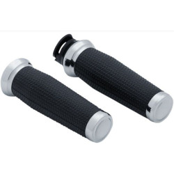 PartzBiz HD KA5938 - Kuryakyn 5938 Chrome Thresher Textured Handlebar Grips 15-19 Indian Scout sixty bobber ยางด้ามจับควบคุมอัพเกรด 0630-2541 06302541 415296