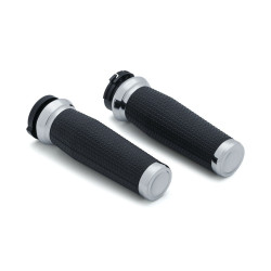 PartzBiz HD KA5940 - Kuryakyn 5940 Chrome Thresher Hand Grips Harley Dual สายคันเร่ง 84-19