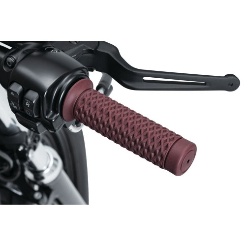 PartzBiz HD: 4412932-Kuryakyn 6597 Braaap! Grips Waffle Pattern 7/8" Red Old School Universal