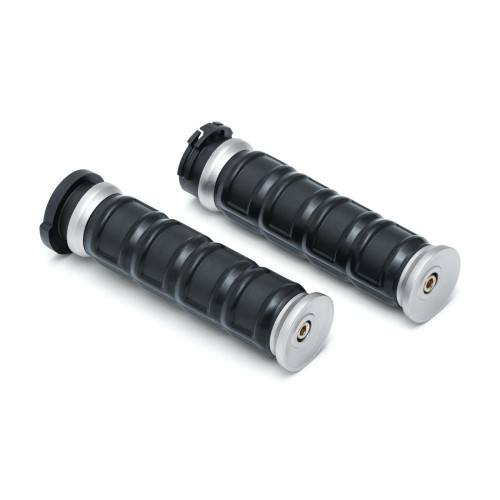 PartzBiz HD: 4412907-Kuryakyn 6672 Silver Dillinger Grips Harley Models with Dual Cable Throttle 0630-2589 06302589 485208 softail electra road street glide 