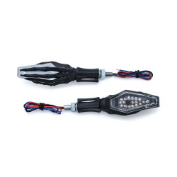 PartzBiz HD KA2529 - Kuryakyn Black Chr Skeleton Hand Single Function Turn Signal for Harley / Metric Pair | 2529 PartzBiz HD KA2529 - Kuryakyn Black Chr Skeleton Hand Single Function Turn Signal for Harley / Metric Pair | 2529