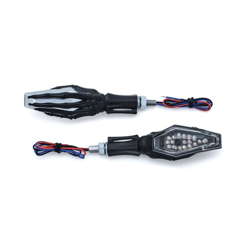 PartzBiz HD: 4412696-Kuryakyn Black Chr Skeleton Hand Single Function Turn Signal for Harley / Metric Pair | 2529 PartzBiz HD: 4412696-Kuryakyn Black Chr Skeleton Hand Single Function Turn Signal for Harley / Metric Pair | 2529