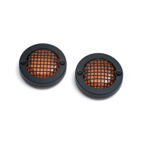 PartzBiz HD: 4412683-Kuryakyn Black Mesh Bullet Turn Signal Bezels Amber Lens for Harley | 6546 PartzBiz HD: 4412683-Kuryakyn Black Mesh Bullet Turn Signal Bezels Amber Lens for Harley | 6546