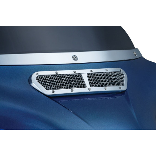 PartzBiz HD: 4412498-Kuryakyn Chrome Mesh Fairing Vent Dash Insert Grill for Harley Batwing 14-17 | 6511