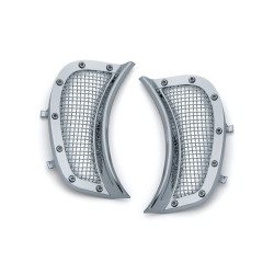PartzBiz HD KA6518 - Kuryakyn 6518 Chrome Mesh Headlight Vent Accents Harley Road Glide FLTR 15-18