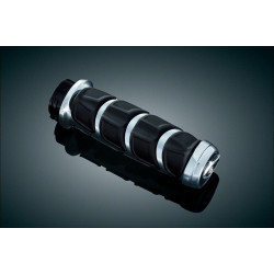 PartzBiz HD KA6375 - Kuryakyn Chrome & Rubber Kinetic Hand Grips สำหรับ Kawasaki Suzuki Yamaha & Victory | 6375