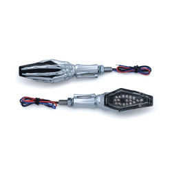 PartzBiz HD KA2528 - Kuryakyn Chrome Skeleton Hand Single Function Turn Signal for Harley / Metric Pair | 2528 PartzBiz HD KA2528 - Kuryakyn Chrome Skeleton Hand Single Function Turn Signal for Harley / Metric Pair | 2528