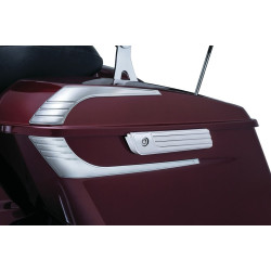 PartzBiz HD KA6986 - Kuryakyn Chrome Tri Line Saddlebag Hinge Latch Covers 14-16 Harley FLH/T 6986