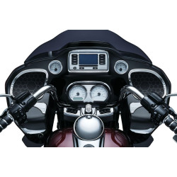 PartzBiz HD KA6966 - Kuryakyn Chrome Tri Line สเตอริโอ Trim Accent สำหรับ Harley FLTR 15up W/ Boom Box 4.3 | 6966