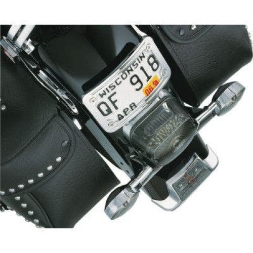 PartzBiz HD: 4412341-Kuryakyn Chrome Curved Laydown License Plate Mount with Frame (ea) | 9171
